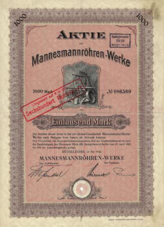 Mannesmannröhren-Werke, 1000 Mark von 1922