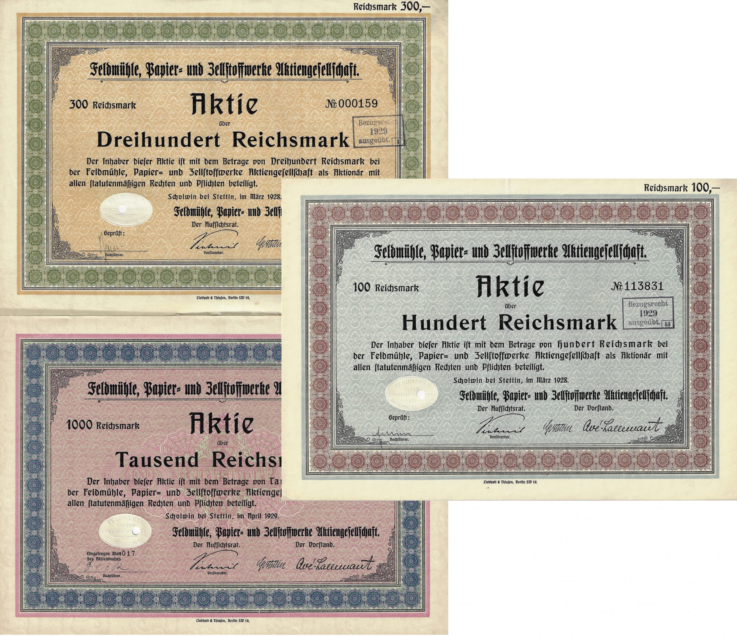 Feldmühle, Papier- und Zellstoffwerke Aktiengesellschaft, Scholwin bei Stettin