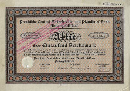 Preußische Central-Bodenkredit- und Pfandbrief-Bank Aktiengesellschaft, 1930