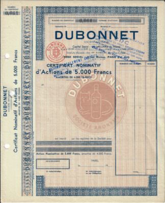Dubonnet S.A., Paris 1957 (Weltbekannter Vermouth-Hersteller)