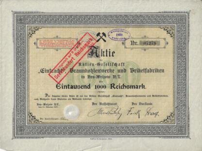 Eintracht Braunkohlenwerke und Briketfabriken, Neu-Welzow, Niederlausitz, Oktober 1917