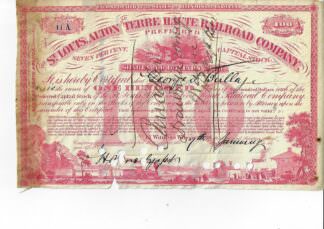 The St. Louis, Alton and Terre Haute Railroad Company, 100 Shares (1880er Jahre)