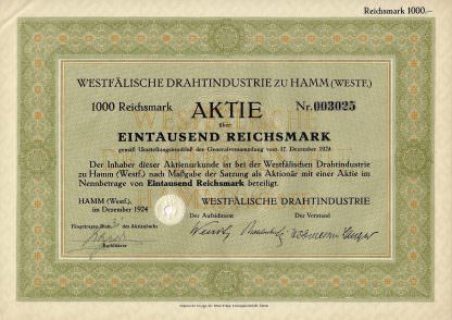 WDI - Westfälische Drahtindustrie zu Hamm, 1924 (Krupp Klöckner)