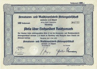 Armaturen- und Maschinenfabrik Aktiengesellschaft vormals J.A.Hilpert(Amag-Hilpert-Pegnitzhütte), Nürnberg