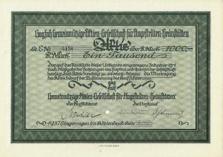 GAGFAH Gemeinnützige Aktien-Gesellschaft für Angestellten-Heimstätten, 1000 RM