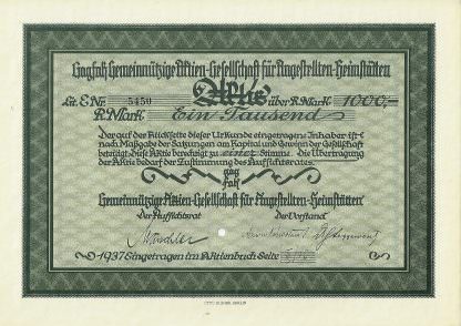 GAGFAH Gemeinnützige Aktien-Gesellschaft für Angestellten-Heimstätten, 1000 RM