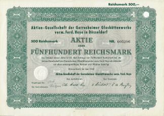 Aktien-Gesellschaft der Gerresheimer Glashüttenwerke vorm. Ferd. Heye in Düsseldorf