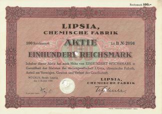 Lipsia, Chemische Fabrik, Mügeln bei Leipzig, 1928, 100 RM