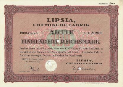 Lipsia, Chemische Fabrik, Mügeln bei Leipzig, 1928, 100 RM