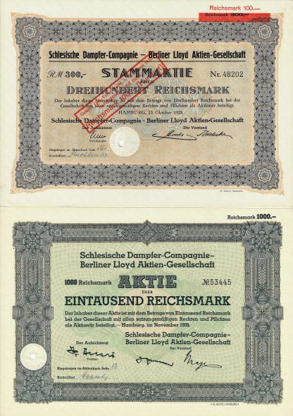 Schlesische Dampfer-Compagnie - Berliner Lloyd Aktien-Gesellschaft, Hamburg