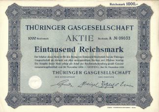 Thüringer Gasgesellschaft AG, 1000 RM von 1924 (THÜGA)