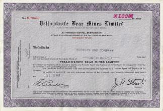 Yellowknife Bear Mines Limited - Goldminen-Unternehmen aus Kanada