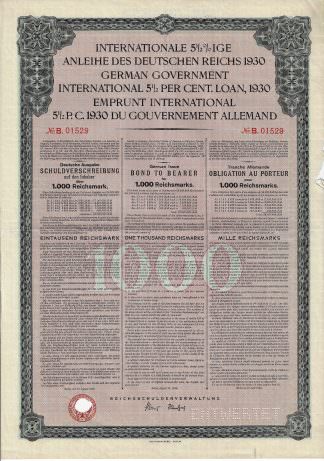 Internationale 5,5%ige Anleihe des Deutschen Reichs 1930 (Young-Anleihe) - Deutsche Ausgabe