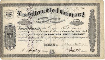 Nes-Silicon Steel Company, 1872