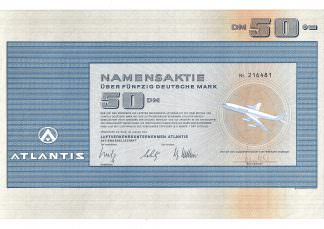 ATLANTIS, Namensaktie über 50 DM - Frankfurt am Main, im Januar 1971