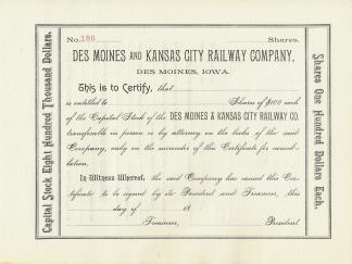 Des Moines and Kansas City Railway Company, Des Moines, Iowa