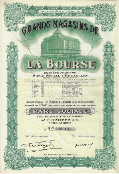 Grands Magasins de la Bourse S.A.- Börse Brüssel