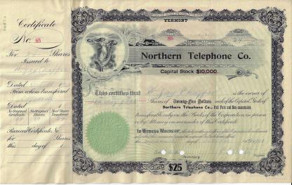 Northern Telephone Co., Vermont, 1897-1923