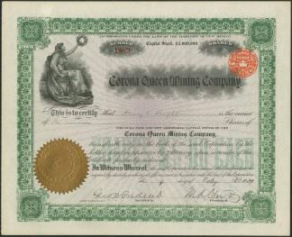 Corona Queen Mining Company, New Mexico, 1909