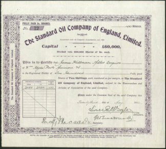 The Standard Oil Company of England, Limited, 1910