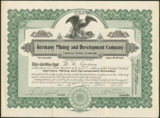 Germany Mining and Development Company, New Mexico, 1909