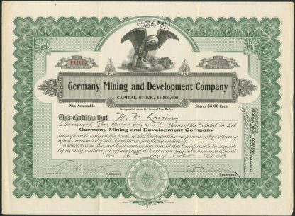 Germany Mining and Development Company, New Mexico, 1909