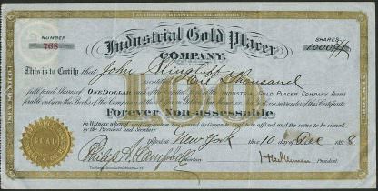 Industrial Gold Placer Company, New Mexico, 1898