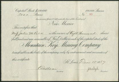 Mountain Key Mining Company, New Mexico, 1887