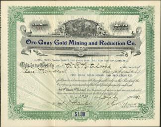 Oro Quay Gold Mining and Reduction Co., New Mexico, 1911