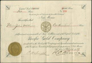 Pacific Gold Company, New Mexico, 1889
