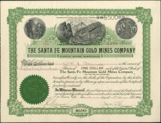 Santa Fe Mountain Gold Mines Company, Colorado,1904
