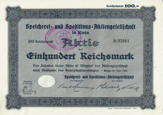 Speicherei- und Speditions-Aktiengesellschaft in Riesa, 1928