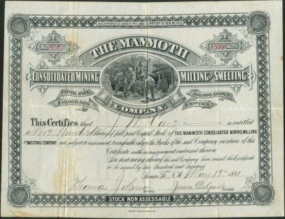 The Mammoth Consolidated Mining, Milling & Smelting Company, New Mexico, 1881