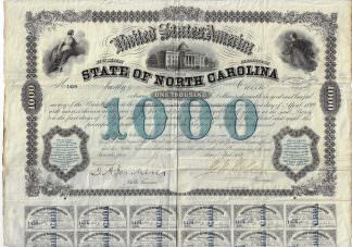 The State of North Carolina, Bond 1869 (William Woods Holden)