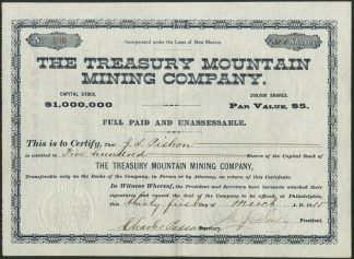 The Treasury Mountain Mining Company, New Mexico, 1885