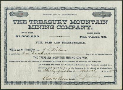 The Treasury Mountain Mining Company, New Mexico, 1885