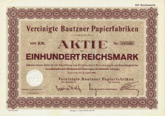 Vereinigte Bautzner Papierfabriken, 1928