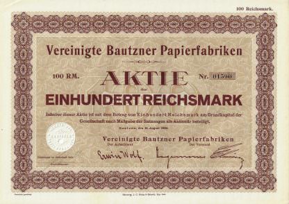 Vereinigte Bautzner Papierfabriken, 1928