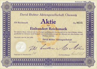 David Richter Aktiengesellschaft, Chemnitz (1933)