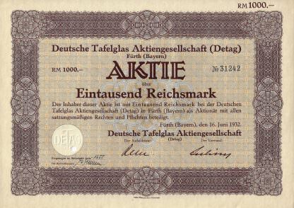 Deutsche Tafelglas Aktiengesellschaft (Detag), Fürth (Bayern)