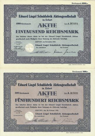 Eduard Lingel Schuhfabrik Aktiengesellschaft in Erfurt, Lit. A