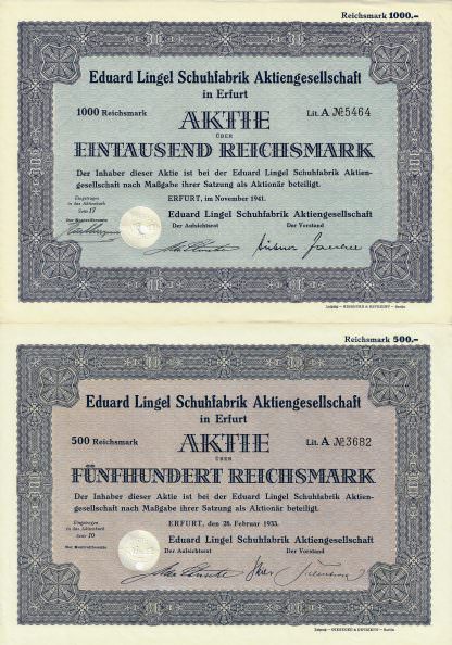 Eduard Lingel Schuhfabrik Aktiengesellschaft in Erfurt, Lit. A