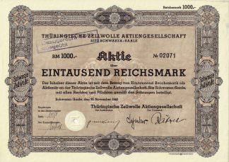Thüringische Zellwolle Aktiengesellschaft Sitz Schwarza/Saale (1940)