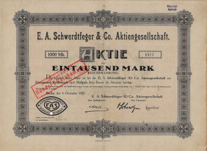 E. A. Schwerdtfeger & Co. Aktiengesellschaft, 1920
