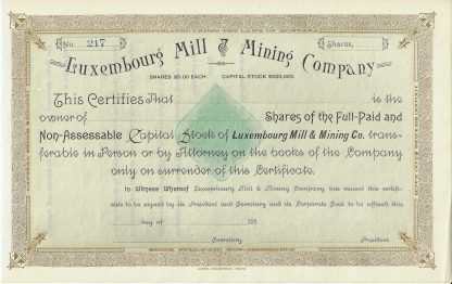 Luxembourg Mill & Mining Company, 1880er Jahre