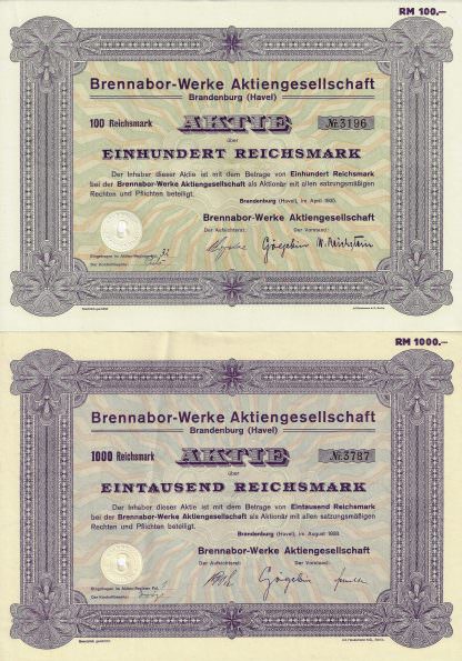 Brennabor-Werke Aktiengesellschaft, Brandenburg (Havel)