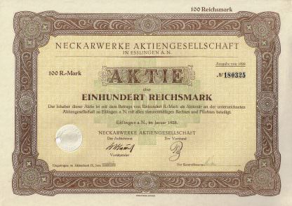 Neckarwerke Aktiengesellschaft in Esslingen a.N., 1928
