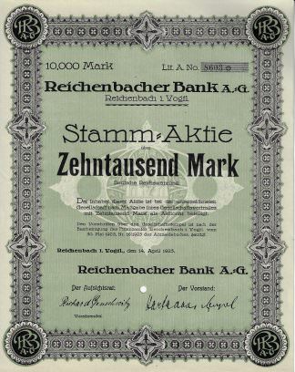 Reichenbacher Bank AG, Reichenbach i. Vogtl. (1923)