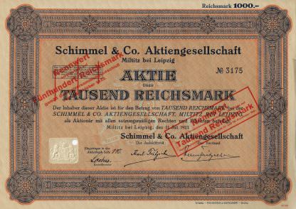 Schimmel & Co. Aktiengesellschaft, Miltitz bei Leipzig