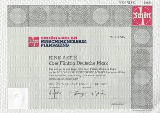 Schön & Cie AG Maschinenfabrik Pirmasens, 1990